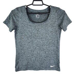 Women's Nike Dri-Fit Shirt Heathered Gray Short Sleeve Round Neck active Size S